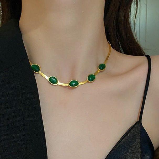 Oval Green Crystal Pendant Necklace Set | š„Free Braceletš„