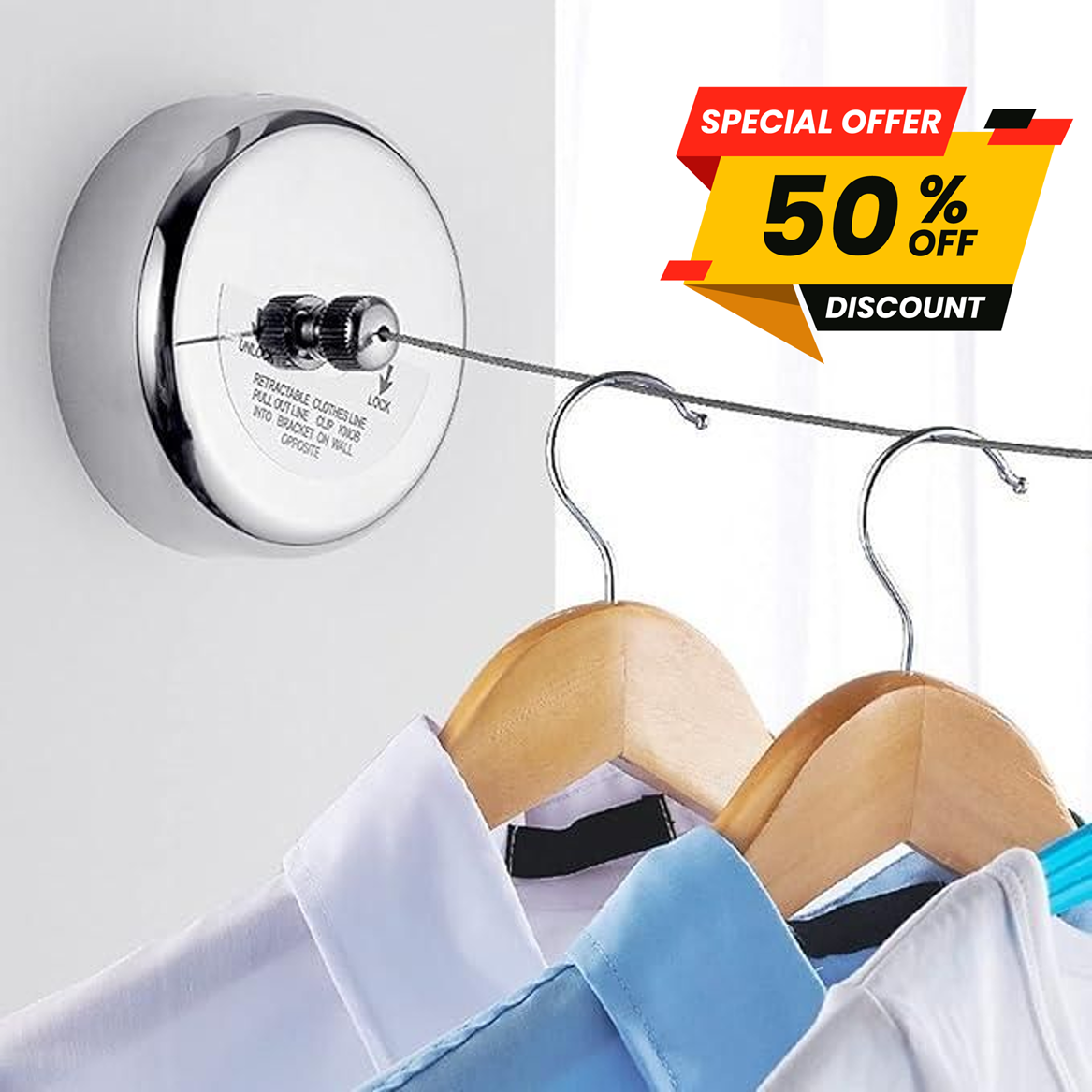 Dry-Ease⢠- The Retractable Cloth Drying line - Stainless Steel|š„FLAT 50% SAVINGš„
